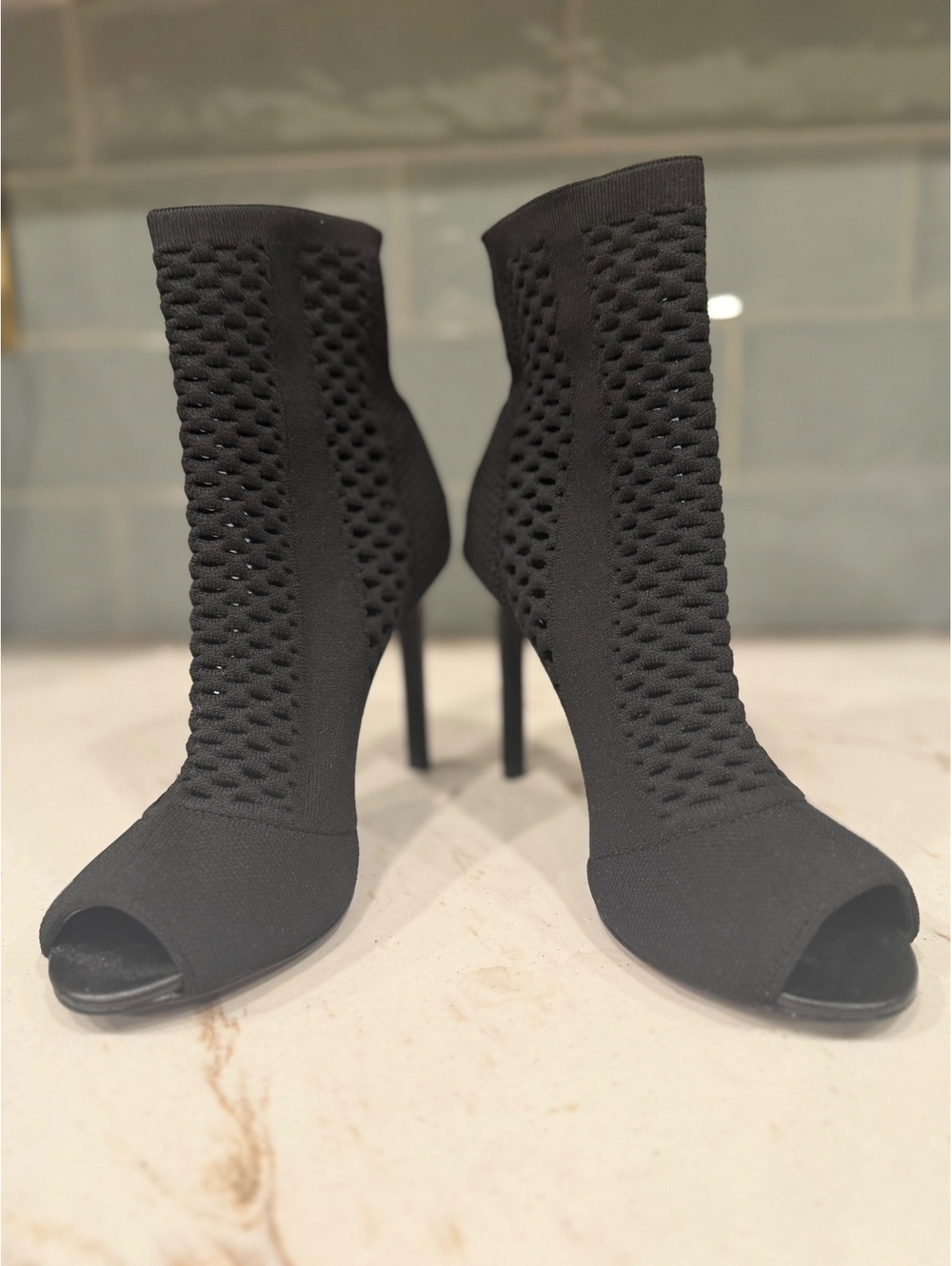 Charles by Charles David Inspector Knit Peep-Toe Booties in Black Sz 6.5 [COPY]